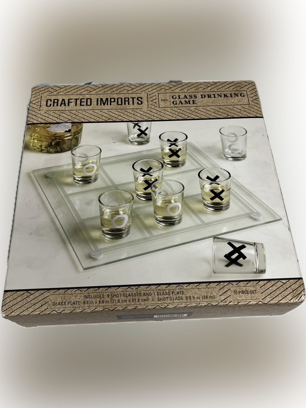 Glass Drinking Game Set - Black & White